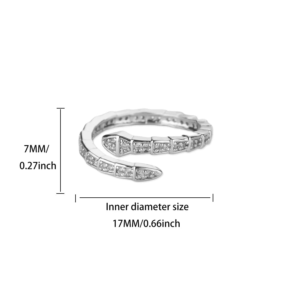 Green Zircon Eye Snake Rings For Women Men Gold Color Stainless Steel Open Adjustable Finger Ring Vintage Gothic Jewelry Gift