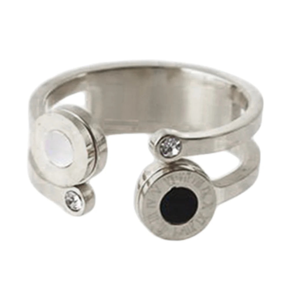 MSX Fashion Stainless Steel Ring Gold Color Roman Numerals Finger Rings White Black Resin Wedding Bridal Ring for Women