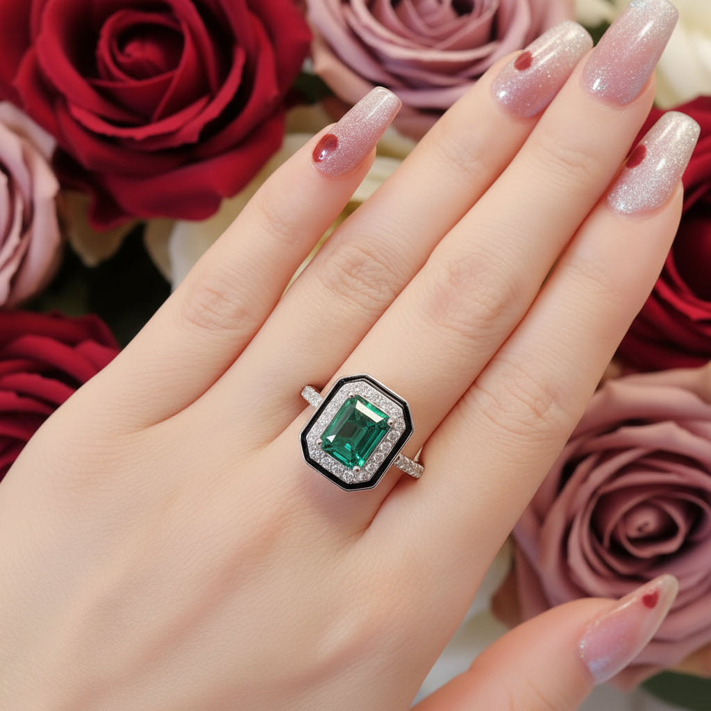 Vintage Paraiba Princess Cut Jewellery Set | 925 Silver Ring, Earrings & Necklace