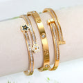 stainless Steel Clover Flower Cross Nail Bracelet for Women Leisure Wedding Jewelry Party Holiday Valentine