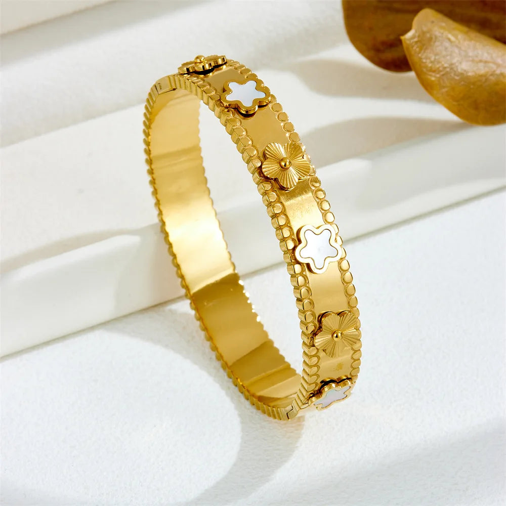 Heart CZ Bangle  Unisex Stainless Steel Cuff Bracelet for Women & Men