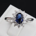Lady Diana Sapphire Ring – Royal Princess Crystal Silver Ring for Women