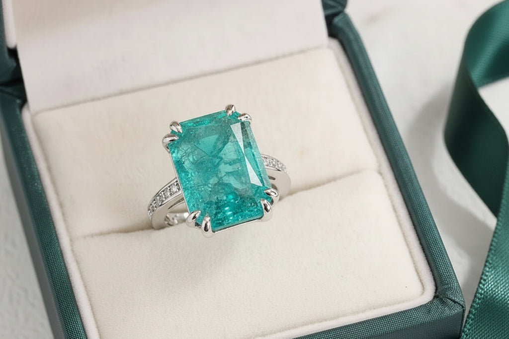 Enchanted Ocean Princess Ring 925 Silver Plated Exquisite Blue Green Moissanite Ring Fire Sparkling Luxury Open Ring Female Party Birthday Jewelry Gift