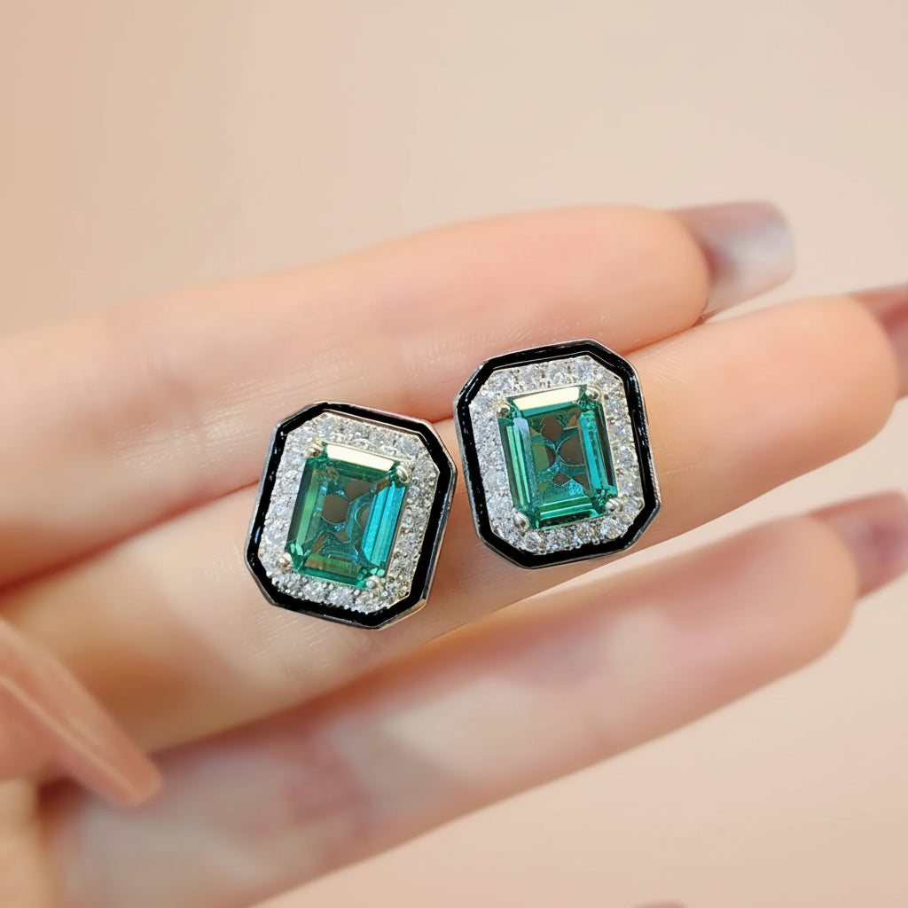 Vintage Paraiba Princess Cut Jewellery Set | 925 Silver Ring, Earrings & Necklace