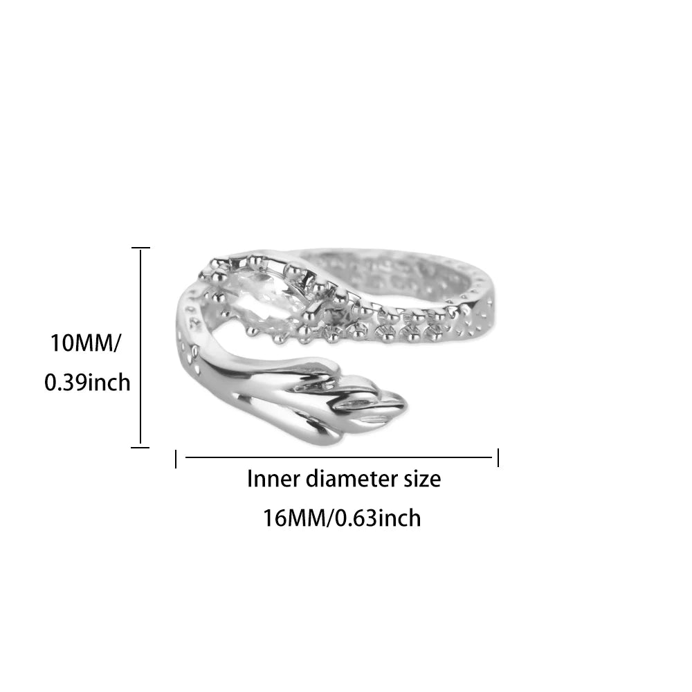 Green Zircon Eye Snake Rings For Women Men Gold Color Stainless Steel Open Adjustable Finger Ring Vintage Gothic Jewelry Gift