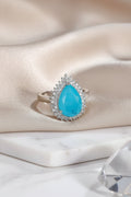 Paraiba Flower Sapphire & Zircon Couple Ring | Sterling Silver | Valentine's Gift