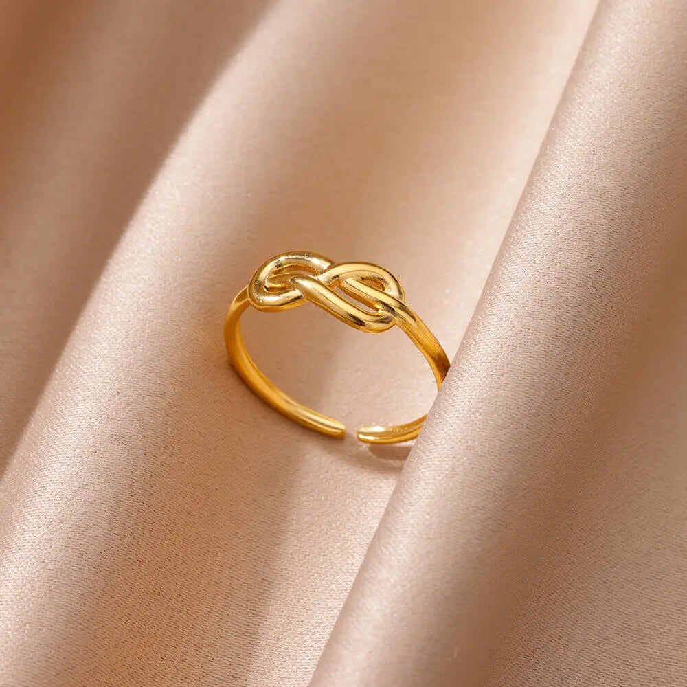 Gold Color Stainless Steel Heart Shape Open Ring For Women Non-Discoloration Fashion Exquisite Aesthetic Romantic Couple Jewelry