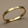 Gold Crystal Stacking Bangle | Stainless Steel Zircon Bracelet for Women