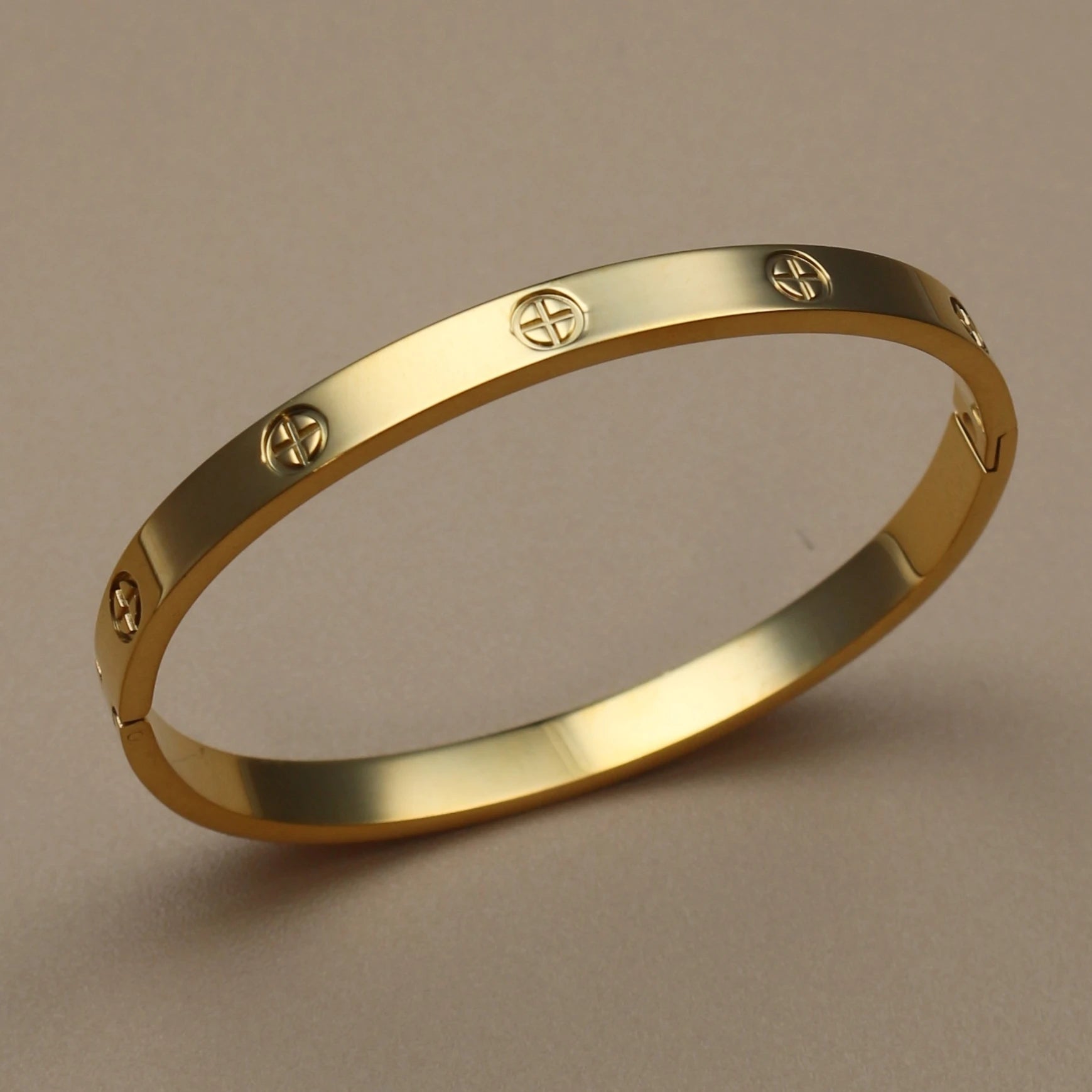 Gold Crystal Stacking Bangle | Stainless Steel Zircon Bracelet for Women