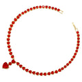 18K Gold-Plated Gemstone Heart Necklace & Bracelet Set