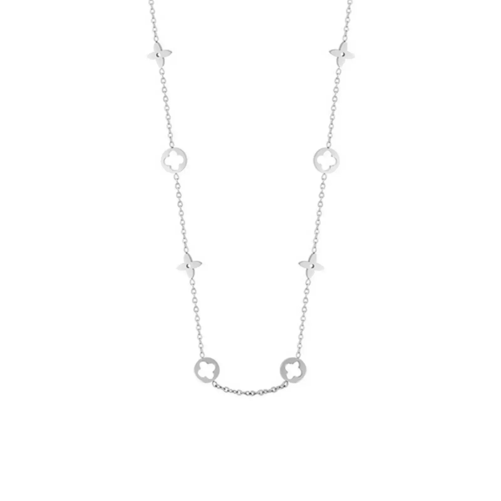 Lucky Clover Necklace & Bracelet Set - Stainless Steel Four Leaf Charm | Gift for Women