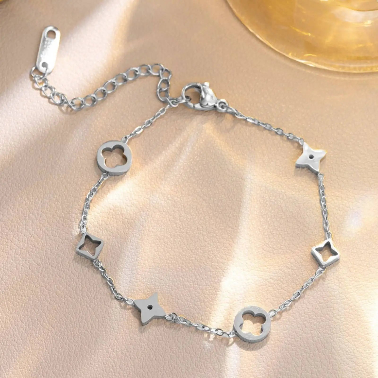 Lucky Four-leaf Clover Pendant Bracelet Necklace Women Girls Stainless Steel Jewelry Gifts