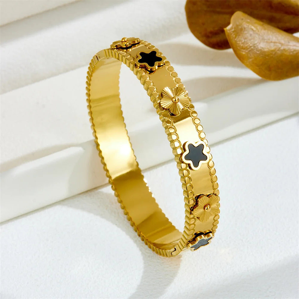 Heart CZ Bangle  Unisex Stainless Steel Cuff Bracelet for Women & Men