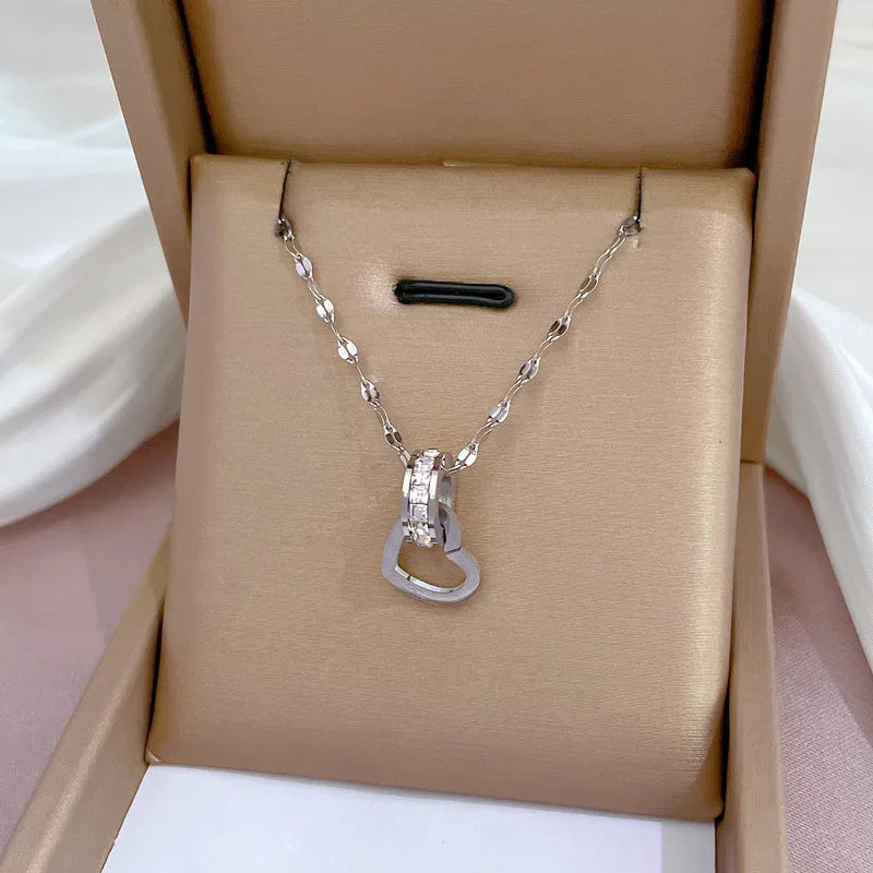 Eternal Heart Necklace - Tarnish-Free Gold Titanium Steel with Lab Grown Gems