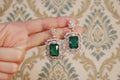 Queen Vintage Inspired Green Cubic Zirconia Dangle Earrings | Luxury Wedding Jewellery