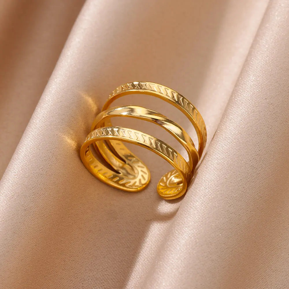 Gold Color Stainless Steel Heart Shape Open Ring For Women Non-Discoloration Fashion Exquisite Aesthetic Romantic Couple Jewelry