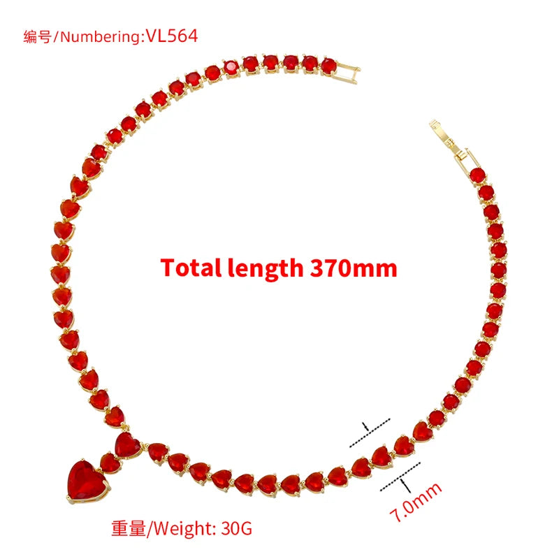 18K Gold-Plated Gemstone Heart Necklace & Bracelet Set