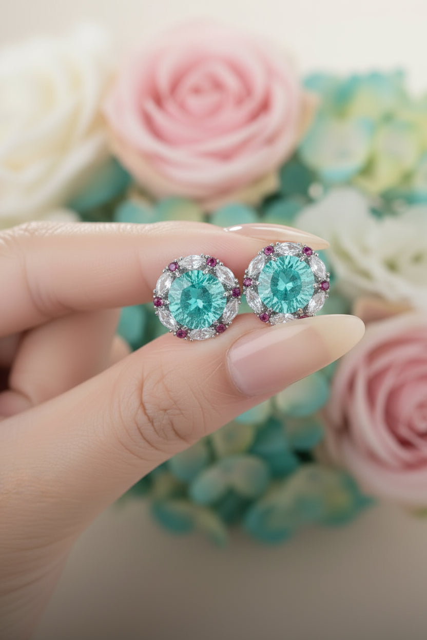 Zircon Flower Stud Earrings – Cracked Ice Crystal | Lady Daisy