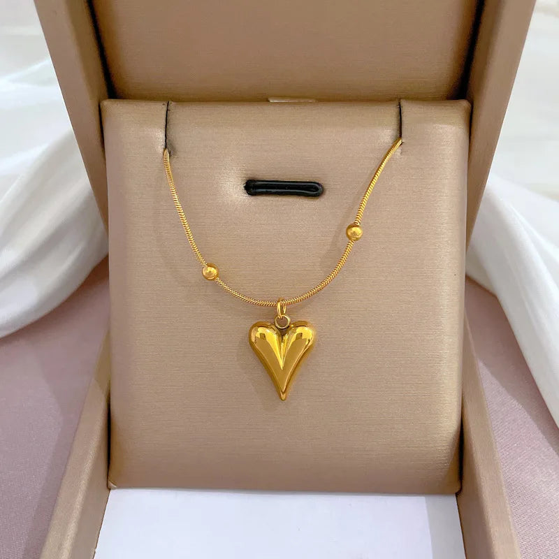 Eternal Heart Necklace - Tarnish-Free Gold Titanium Steel with Lab Grown Gems