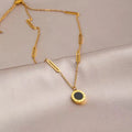 Roman Numeral Wafer Pendant Necklace | Stainless Steel Choker for Women