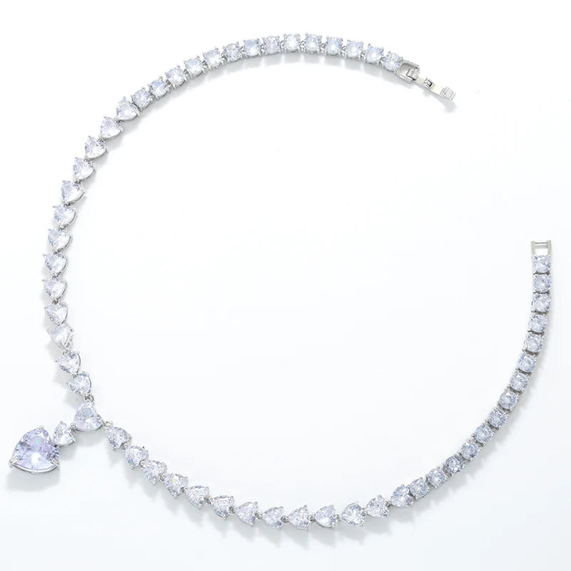 18K Gold-Plated Gemstone Heart Necklace & Bracelet Set