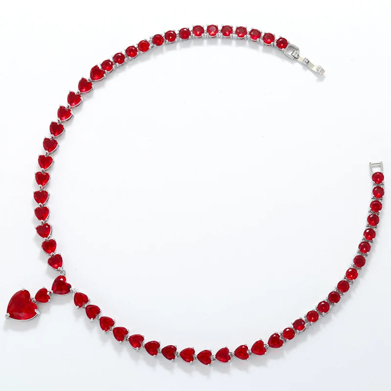 18K Gold-Plated Gemstone Heart Necklace & Bracelet Set