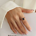 Bagues en émail noir avec chiffre romain et design de personnalité pour femmes, luxueux bijoux de doigt en acier inoxydable avec zircon, résistance.