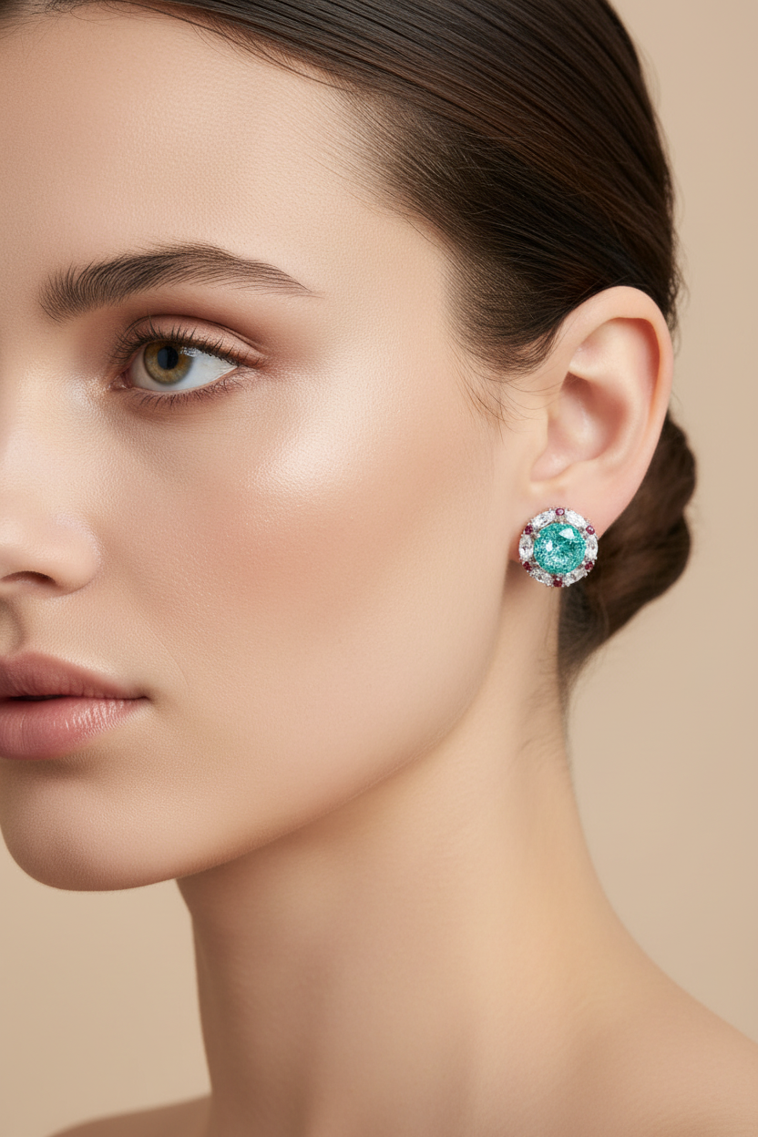 Zircon Flower Stud Earrings – Cracked Ice Crystal | Lady Daisy