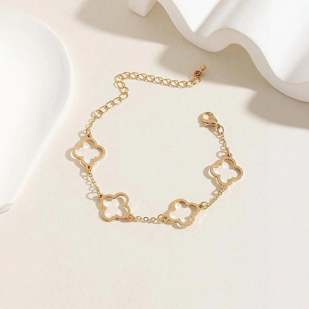 Lucky leaf  Luxury Fashion Flower Decor Bracelet For Women For Daily Decoration Gifts for Friends Mom Gifts Party Favors Jewelry