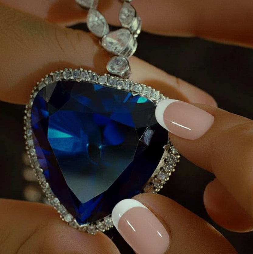 Titanic Heart of the Ocean Necklace  Hollywood inspired Romantic Crystal Blue Pendant for Women