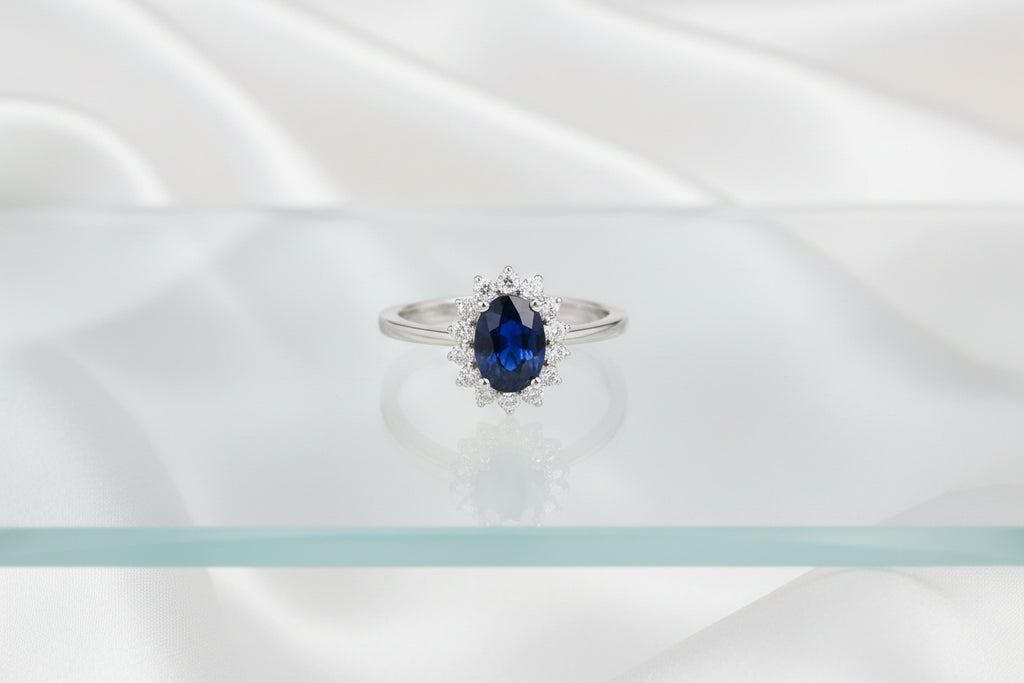 Lady Diana Sapphire Ring – Royal Princess Crystal Silver Ring for Women