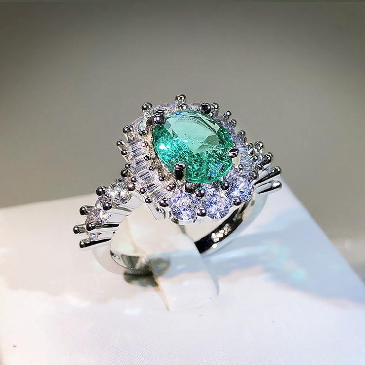 Enchanted Paraiba Green Crackled Ice Crystal Ring | Fairy Tale Princess Ring in 925 Silver
