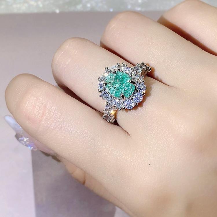 Enchanted Paraiba Green Crackled Ice Crystal Ring | Fairy Tale Princess Ring in 925 Silver