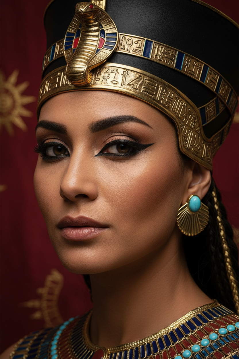 Cleopatra model wearing earrings