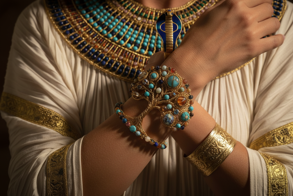 Cleopatra Wearing Tree of Life Bracelet