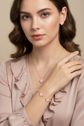 Model wearing Pink Clover Jewellery Set