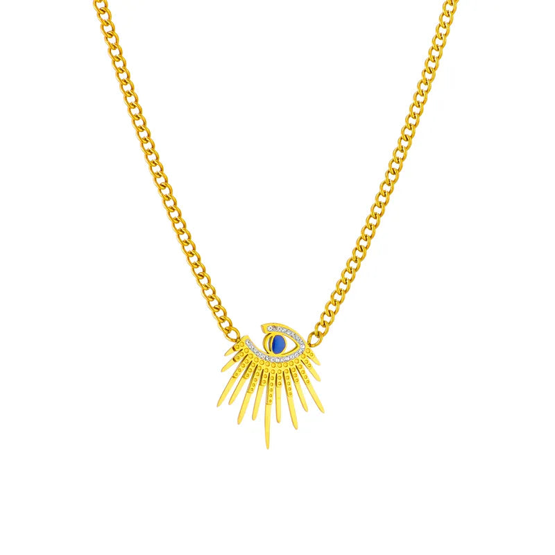 Collier pendentif en acier titane avec yeux bleus pour femmes, nouveau bijou de chaîne de clavicule vintage pour filles, cadeaux d'anniversaire