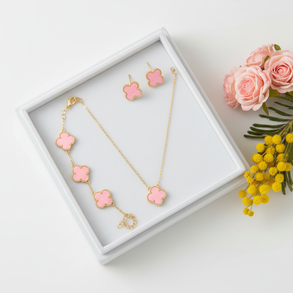 Pink Clover Set - White Luxury